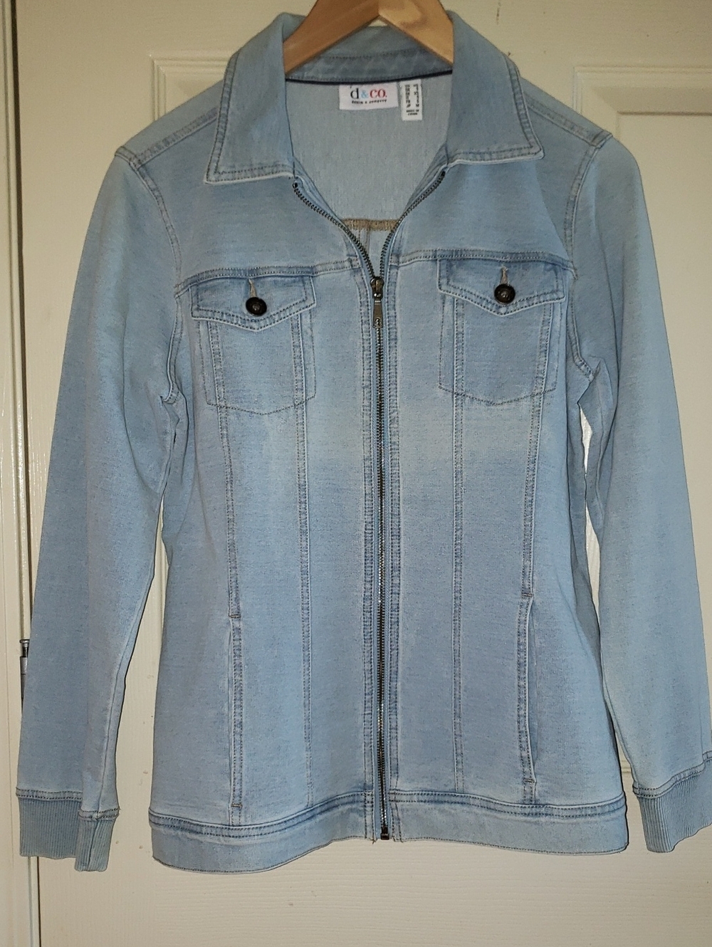 Denim&Co Light Blue Zip-Front Jean Jacket for Women